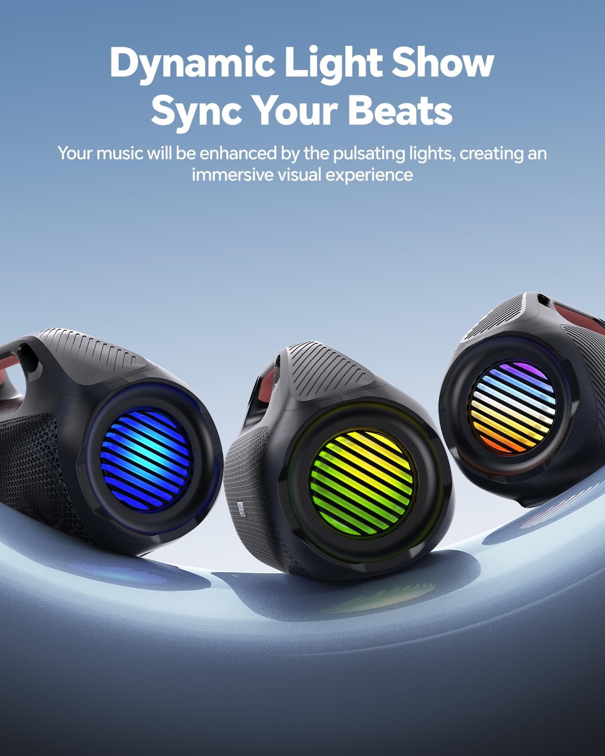 100W Bluetooth Speaker, Outdoor Wireless Boombox with Powerful Bass, RGB Lights, IPX7 Waterproof|30H Playtime|USB-C|TWS|AUX, Portable for Party, Camping, Pool, Beach, Backyard-Black