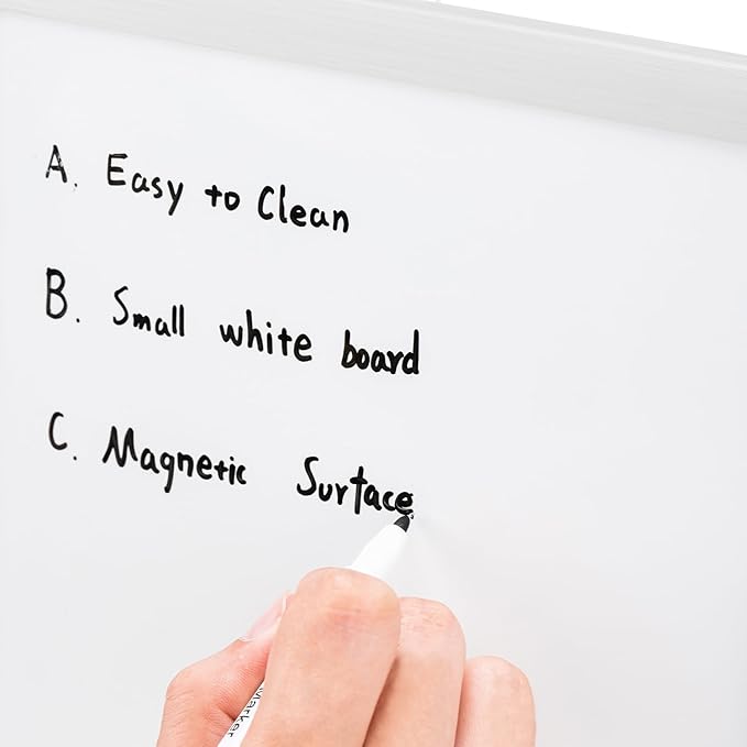 Small Dry Erase Whiteboard, Magnetic Whiteboard with Marker and Magnets, 8.5" x 11", Plastic/Aluminum Frame