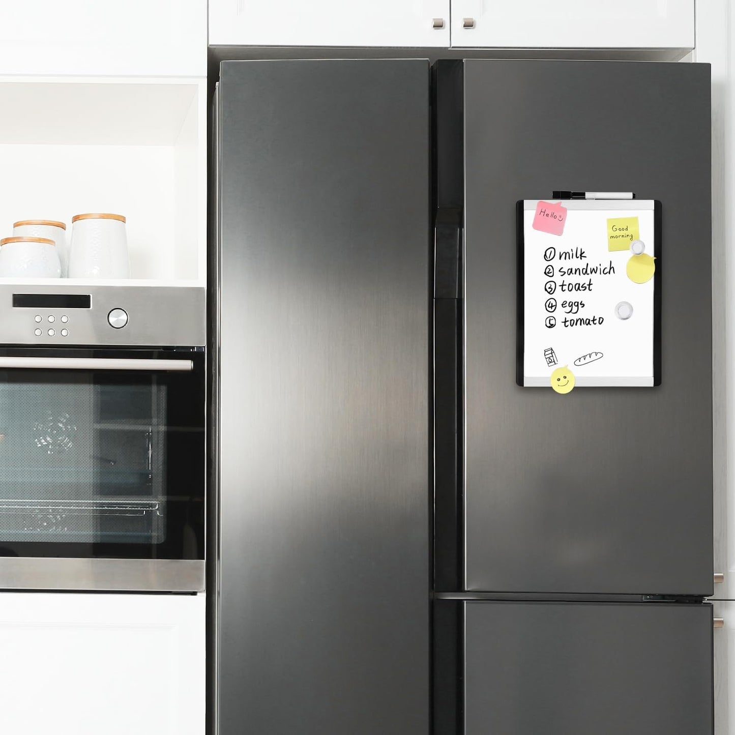 Small Dry Erase Whiteboard, Magnetic Whiteboard with Marker and Magnets, 8.5" x 11", Plastic/Aluminum Frame