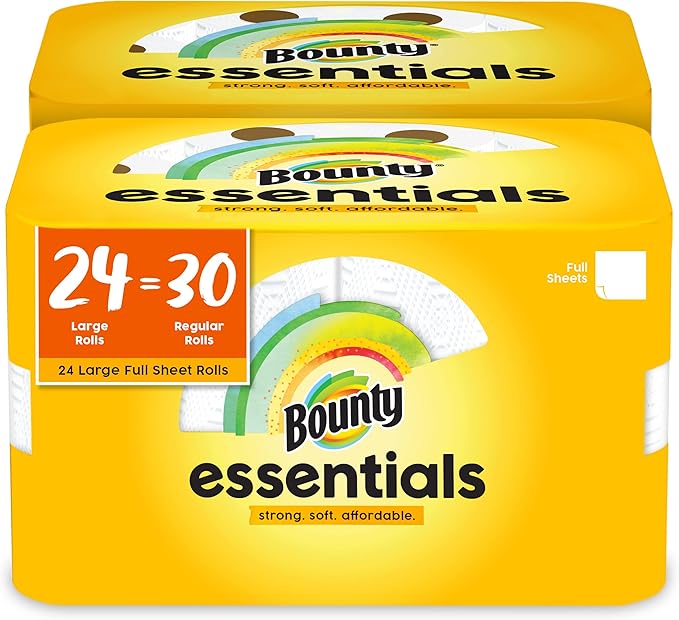 Bounty Essentials Select-A-Size Paper Towels, White, 2 Triple Rolls = 6 Regular Rolls