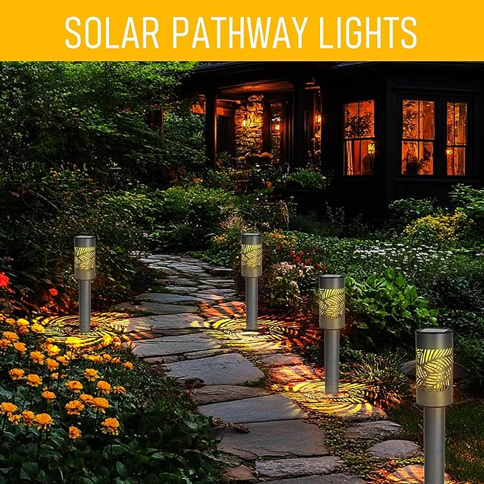 Solar Pathway Lights Outdoor, 12 Pack LED Warm White Waterproof Solar Powered Landscape Lights for Walkway Driveway Lawn Patio Yard Garden