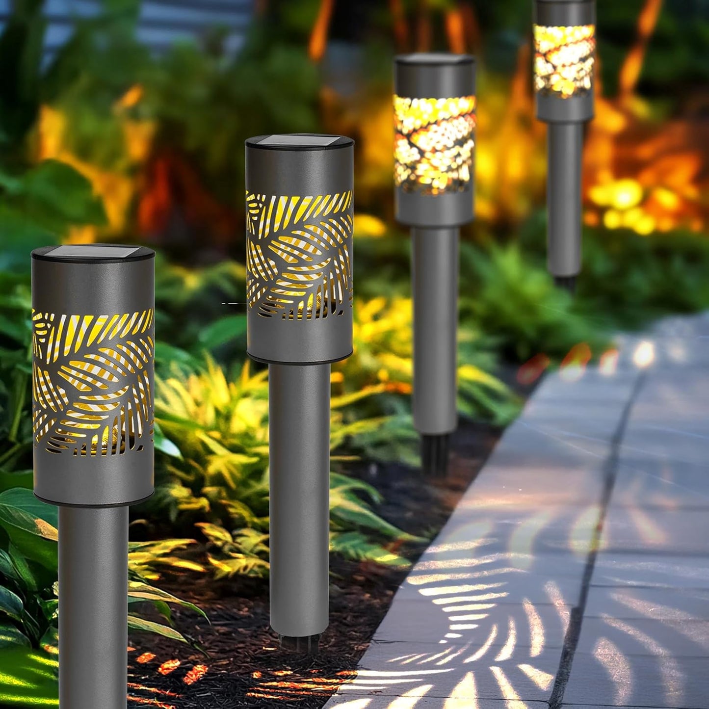 Solar Pathway Lights Outdoor, 12 Pack LED Warm White Waterproof Solar Powered Landscape Lights for Walkway Driveway Lawn Patio Yard Garden