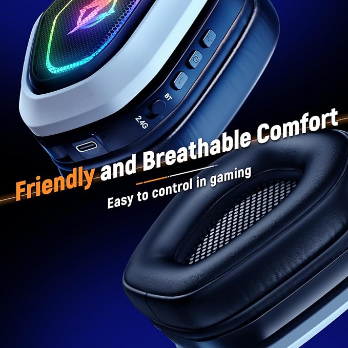Wireless Gaming Headsets for PC, Ps5, Ps4 - Lossless Audio USB-A & USB-C Gaming Headphones with Flip Mic, 30-Hr Battery Bluetooth Headset for Switch, Laptop, Mobile, Mac