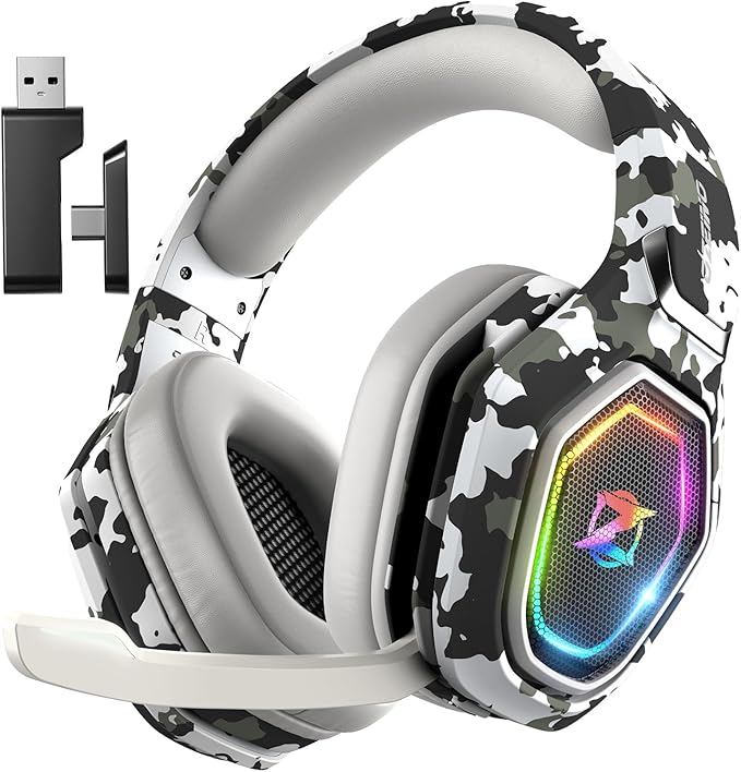 Wireless Gaming Headsets for PC, Ps5, Ps4 - Lossless Audio USB-A & USB-C Gaming Headphones with Flip Mic, 30-Hr Battery Bluetooth Headset for Switch, Laptop, Mobile, Mac
