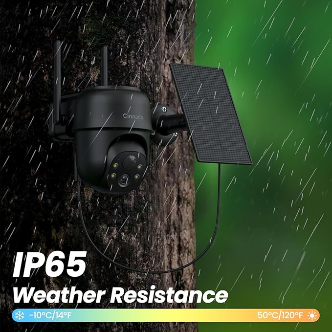 Cameras for Home Security-2.4G WiFi Outdoor Camera Wireless Solar/Battery Powered, 360° Viewing, Human Detection, Color Night Vision, Cloud/SD Storage B6 (B6-Black-1pack-2.4G