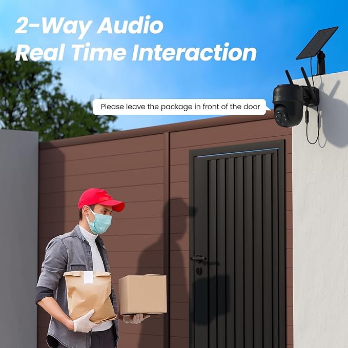 Cameras for Home Security-2.4G WiFi Outdoor Camera Wireless Solar/Battery Powered, 360° Viewing, Human Detection, Color Night Vision, Cloud/SD Storage B6 (B6-Black-1pack-2.4G