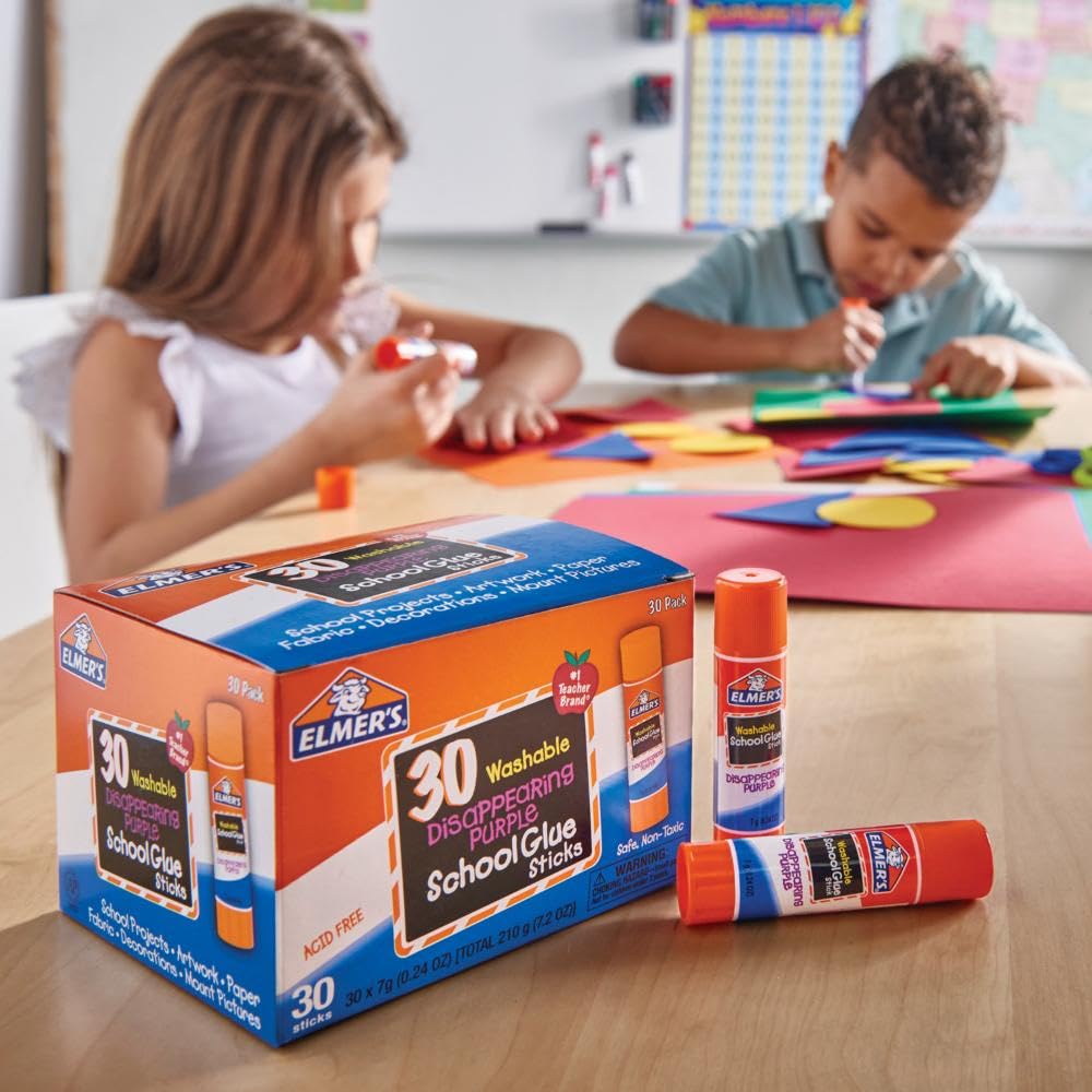 Elmer's Disappearing Purple School Glue Sticks Washable 7 Grams 30 Count