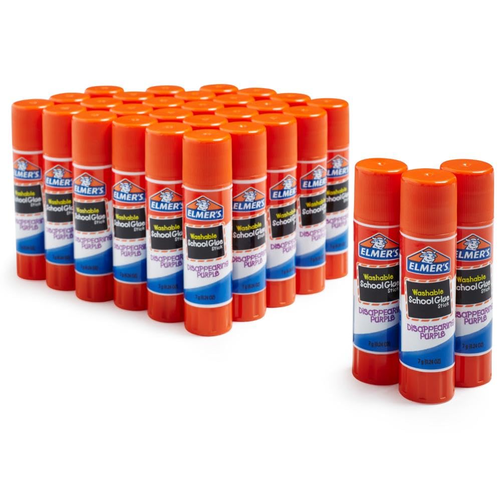 Elmer's Disappearing Purple School Glue Sticks Washable 7 Grams 30 Count