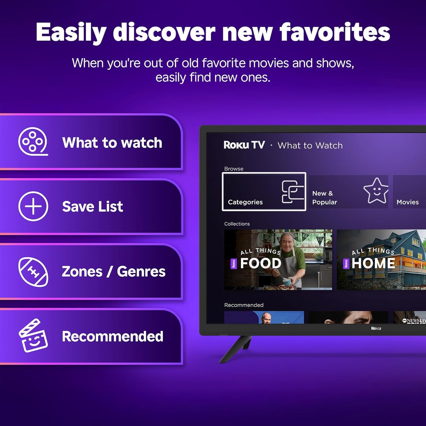 Roku Smart TV 2025 – 32-Inch Select Series, 720p HD TV – RokuTV with Voice Remote – Flat Screen LED Television with Wi-Fi for Streaming Live Local News, Sports, Family Entertainment