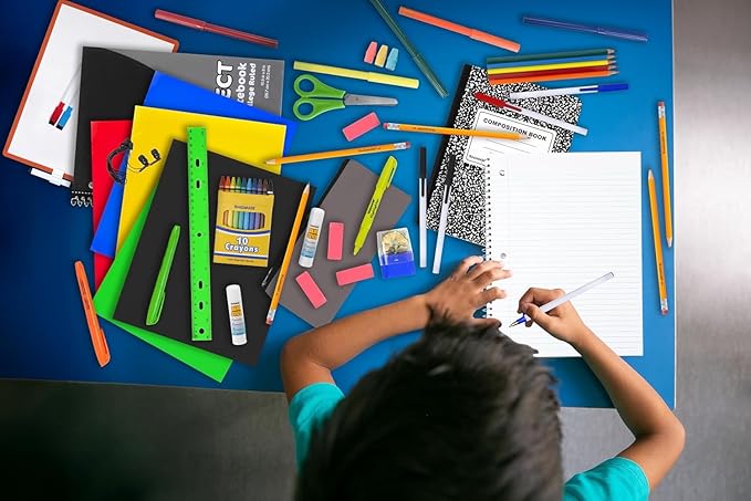 45 Piece School Supply Kit Grades K-12 - School Essentials Includes Folders Notebooks Pencils Pens and Much More!