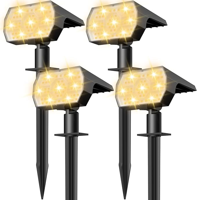 Solar Lights Outdoor Waterproof IP68, 56 LED 3 Lighting Modes Solar Powered Garden Yard Spot Solar Lights for Outside Landscape- 4 Pack (Cool White)