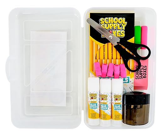 Back to School Supply Box - Grades K-5 Back to School Supplies - 32 Piece Kit with Handled Box