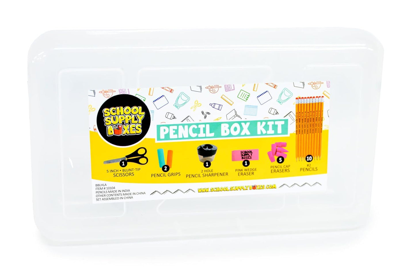 Back to School Supply Box - Grades K-5 Back to School Supplies - 32 Piece Kit with Handled Box