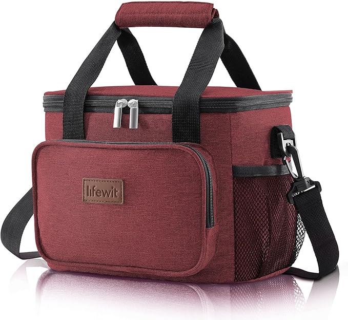 Lifewit Medium Lunch Bag Insulated Lunch Box Soft Cooler Cooling Tote for Adult Men Women, Black 12-Can (9L)