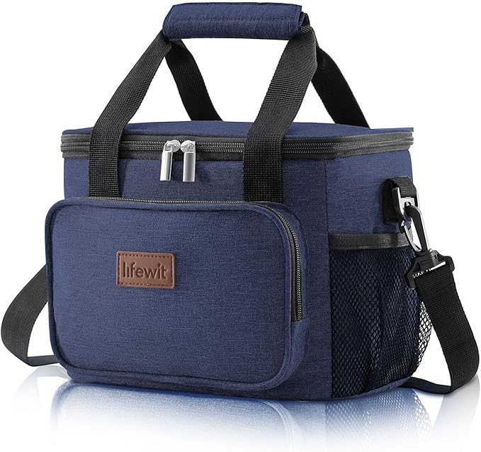 Lifewit Medium Lunch Bag Insulated Lunch Box Soft Cooler Cooling Tote for Adult Men Women, Black 12-Can (9L)