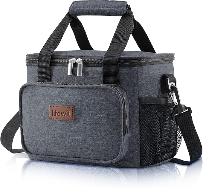 Lifewit Medium Lunch Bag Insulated Lunch Box Soft Cooler Cooling Tote for Adult Men Women, Black 12-Can (9L)