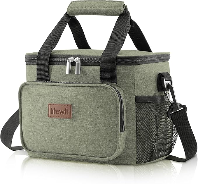 Lifewit Medium Lunch Bag Insulated Lunch Box Soft Cooler Cooling Tote for Adult Men Women, Black 12-Can (9L)