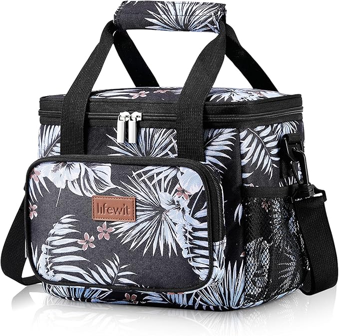 Lifewit Medium Lunch Bag Insulated Lunch Box Soft Cooler Cooling Tote for Adult Men Women, Black 12-Can (9L)