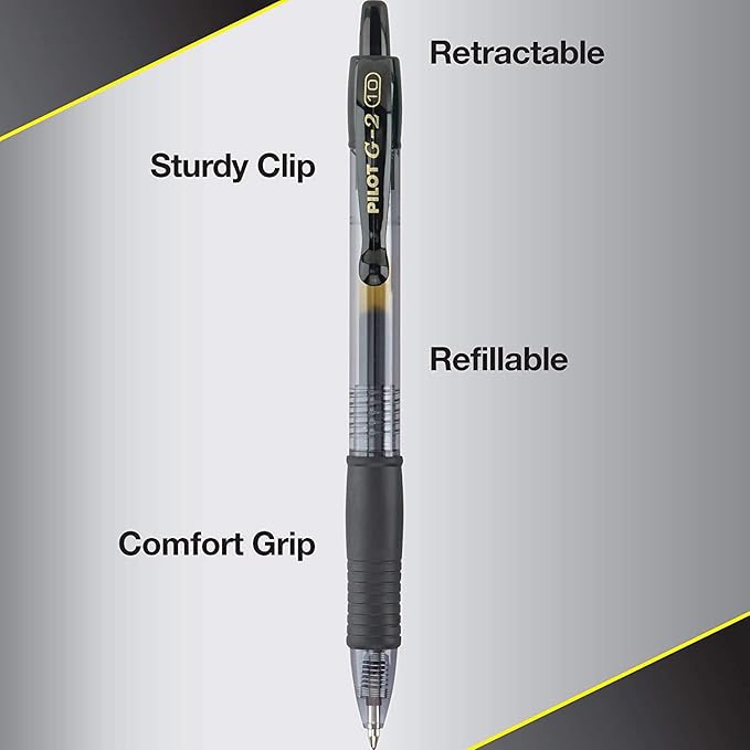 G2 Pens 1.0 mm - Bold Point, Refillable & Retractable Ballpoint Pens, Pack of 10; 5 Black & 5 Blue