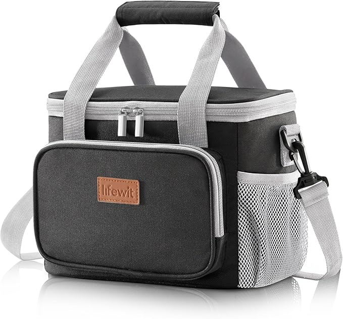 Lifewit Medium Lunch Bag Insulated Lunch Box Soft Cooler Cooling Tote for Adult Men Women, Black 12-Can (9L)