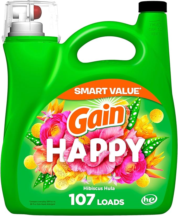 Gain + Aroma Boost Laundry Detergent Liquid, Original Scent, 107 Loads, 154 fl oz, HE Compatible Laundry Soap with Febreze and Oxi, Gain Laundry Detergent, Liquid Laundry Detergent