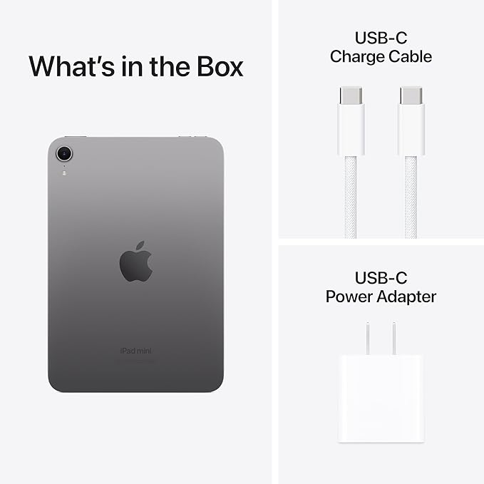 Apple iPad mini (A17 Pro): Apple Intelligence, 8.3-inch Liquid Retina Display, 128GB, Wi-Fi 6E, 12MP Front/12MP Back Camera, Touch ID, All-Day Battery Life — Space Gray