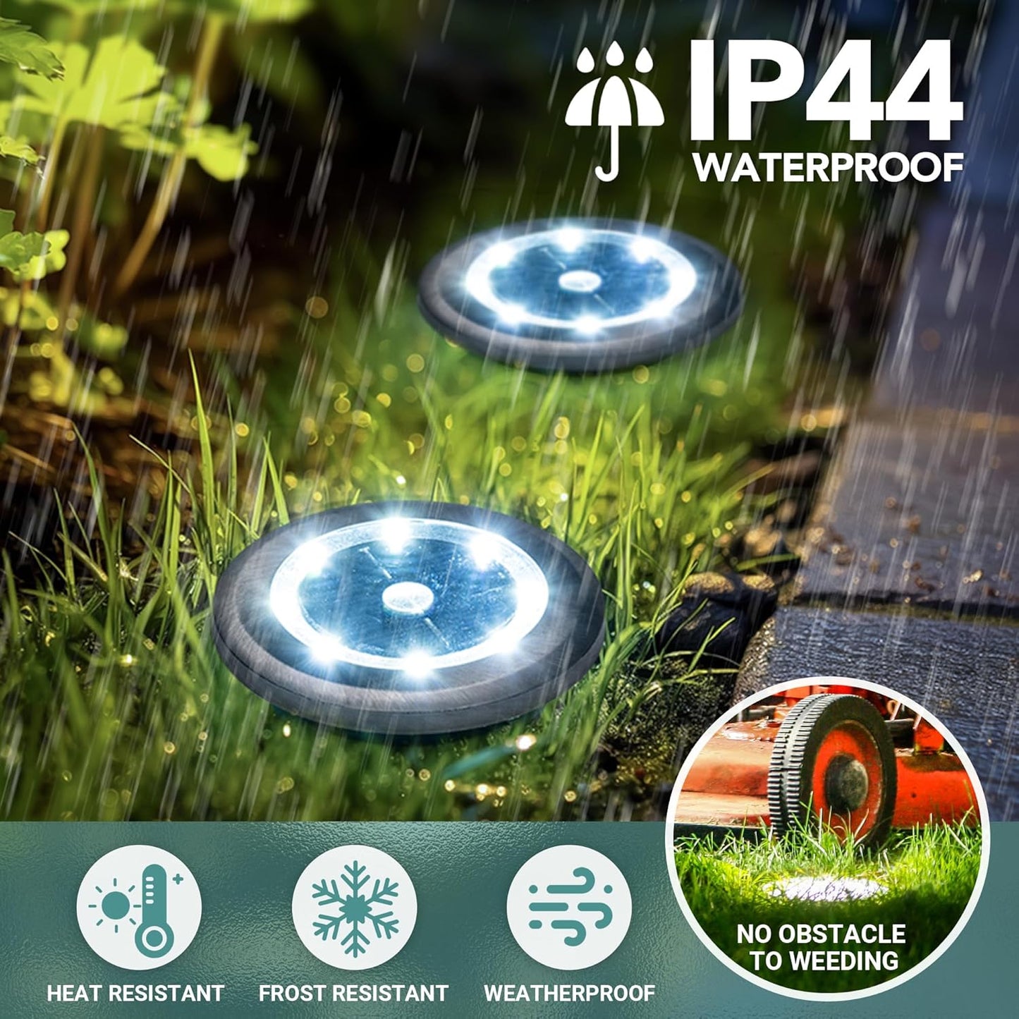Mini Solar Ground Lights, 10 Pack Solar Lights Outdoor Waterproof, Pathway Lights Solar Powered, Solar Garden Light, Landscape Lighting for Yard Driveway Walkway (Cool White)