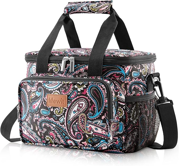 Lifewit Medium Lunch Bag Insulated Lunch Box Soft Cooler Cooling Tote for Adult Men Women, Black 12-Can (9L)