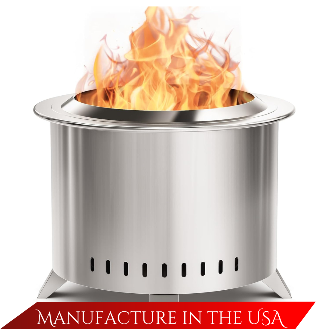 Smokeless Fire Pit,22 Inch Stainless Steel Firepit, Outdoor Wood Burning Fire Pit with Cover,Smokeless Firepits for Outside Backyard Patio Garden Camping Bonfire