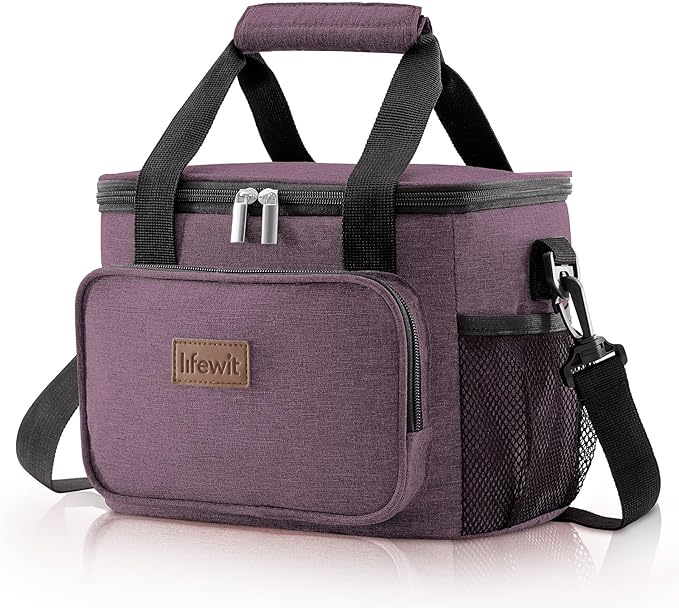 Lifewit Medium Lunch Bag Insulated Lunch Box Soft Cooler Cooling Tote for Adult Men Women, Black 12-Can (9L)