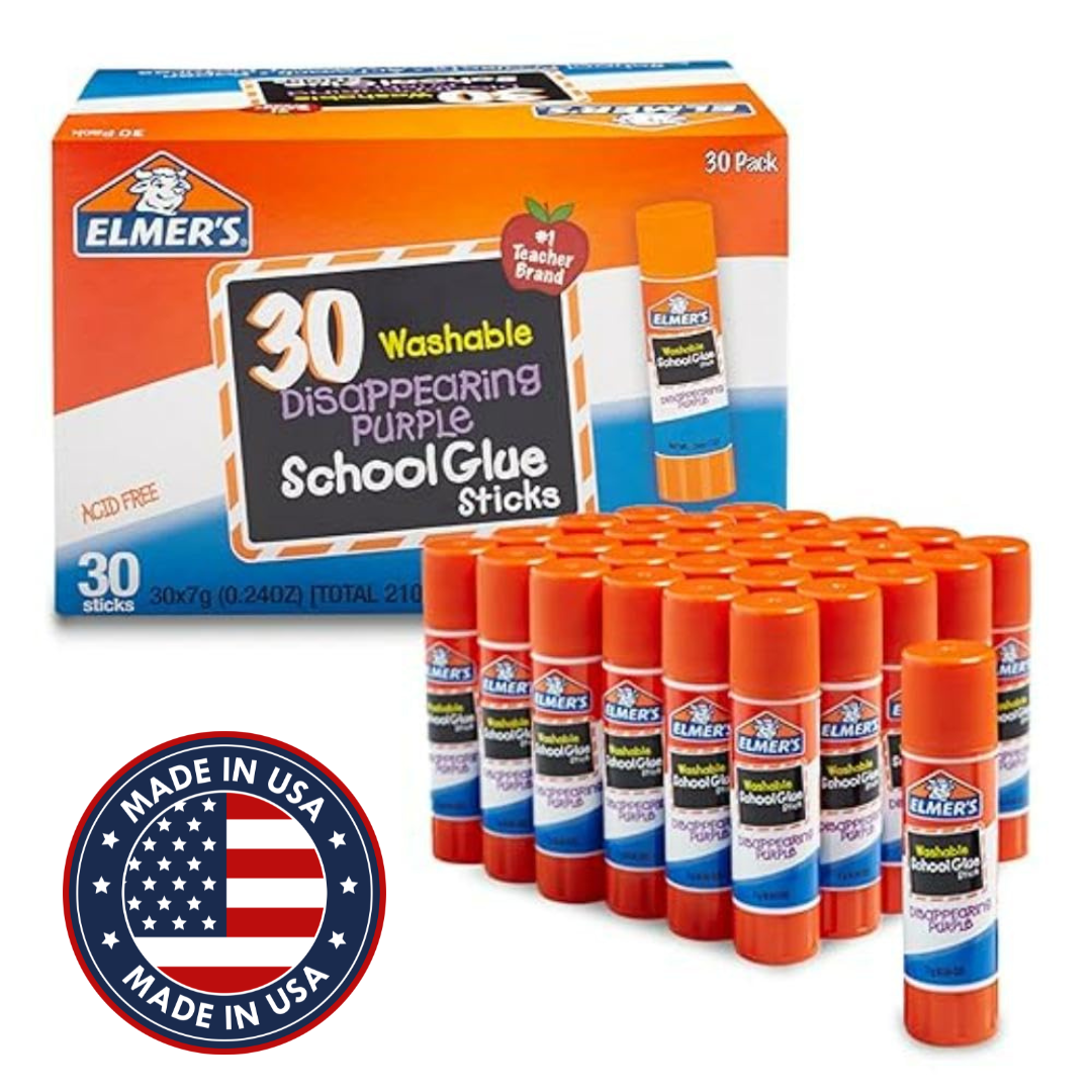 Elmer's Disappearing Purple School Glue Sticks Washable 7 Grams 30 Count