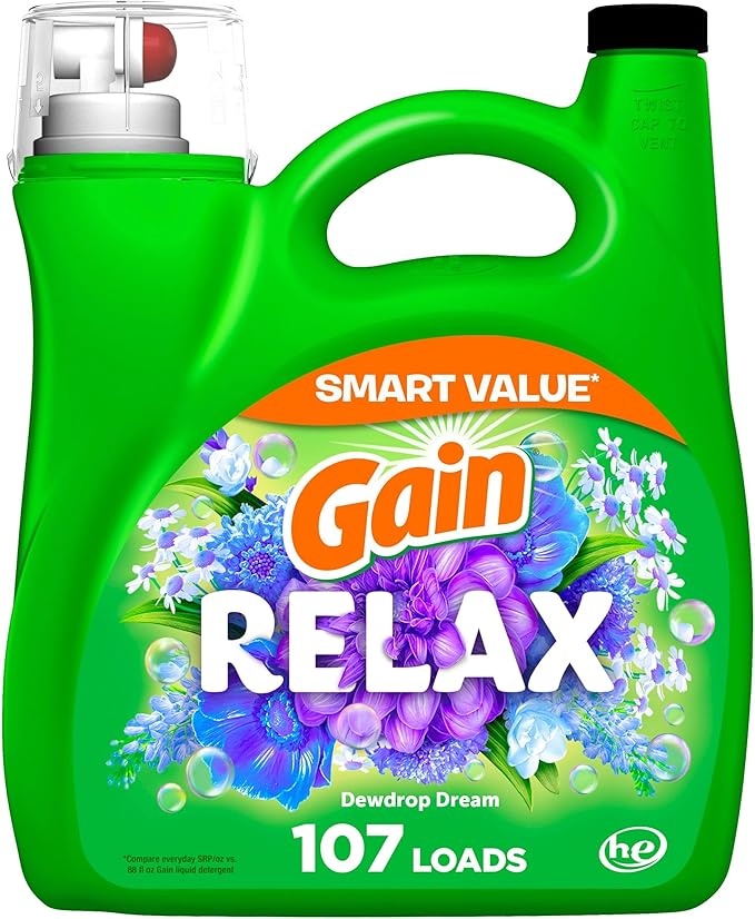 Gain + Aroma Boost Laundry Detergent Liquid, Original Scent, 107 Loads, 154 fl oz, HE Compatible Laundry Soap with Febreze and Oxi, Gain Laundry Detergent, Liquid Laundry Detergent