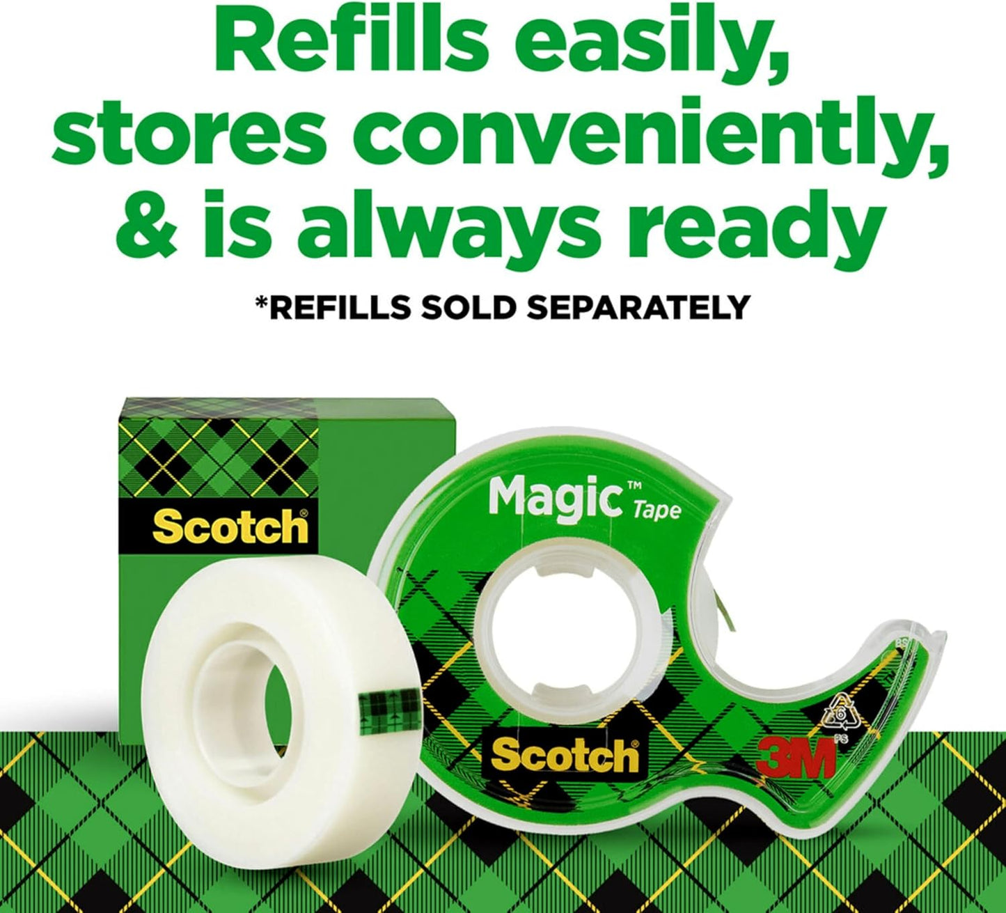 Scotch Magic Tape, 3 Dispensered Rolls, Numerous Applications, Invisible, Clear Tape Engineered for Repairing, 3/4 x 300 Inches