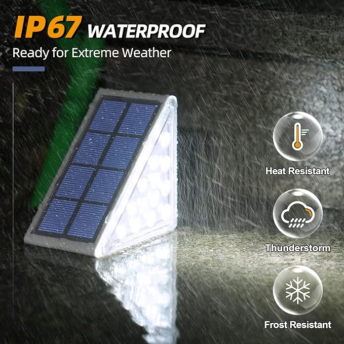 Solar Step Lights for Outside,6 Pack Cool White Solar Stair Lights Outdoor Waterproof IP67 Auto On Off,Solar Lights for Steps,Stair,Patio,Yard,Porch,Front Door,Sidewalk,Deck Decor