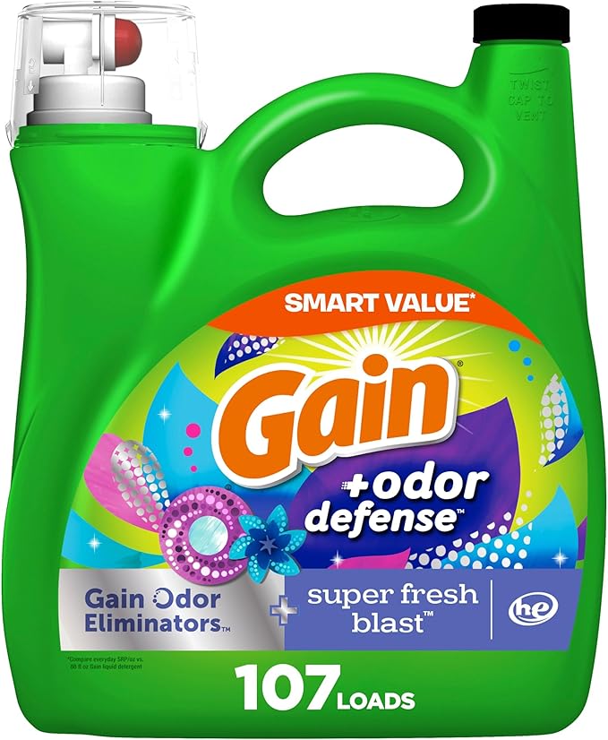 Gain + Aroma Boost Laundry Detergent Liquid, Original Scent, 107 Loads, 154 fl oz, HE Compatible Laundry Soap with Febreze and Oxi, Gain Laundry Detergent, Liquid Laundry Detergent