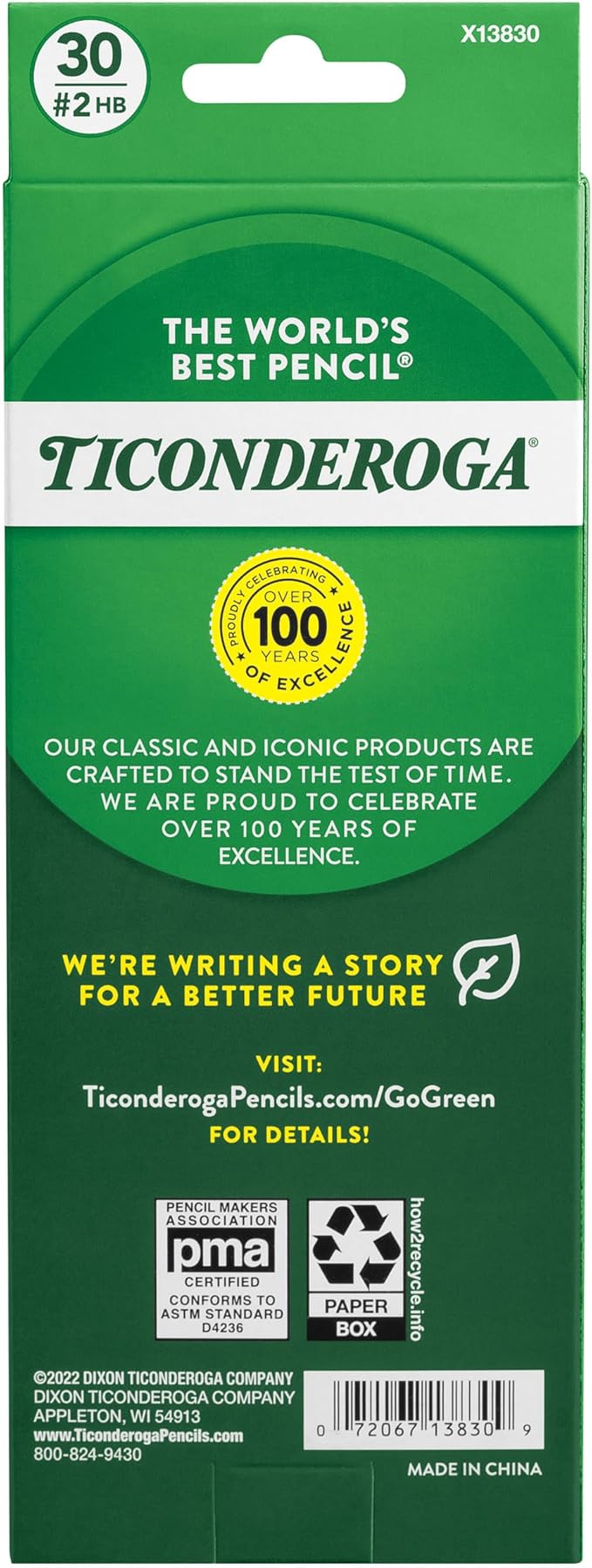 Ticonderoga Wood-Cased Pencils, Pre-Sharpened, #2 HB Soft, Yellow, 30 Count