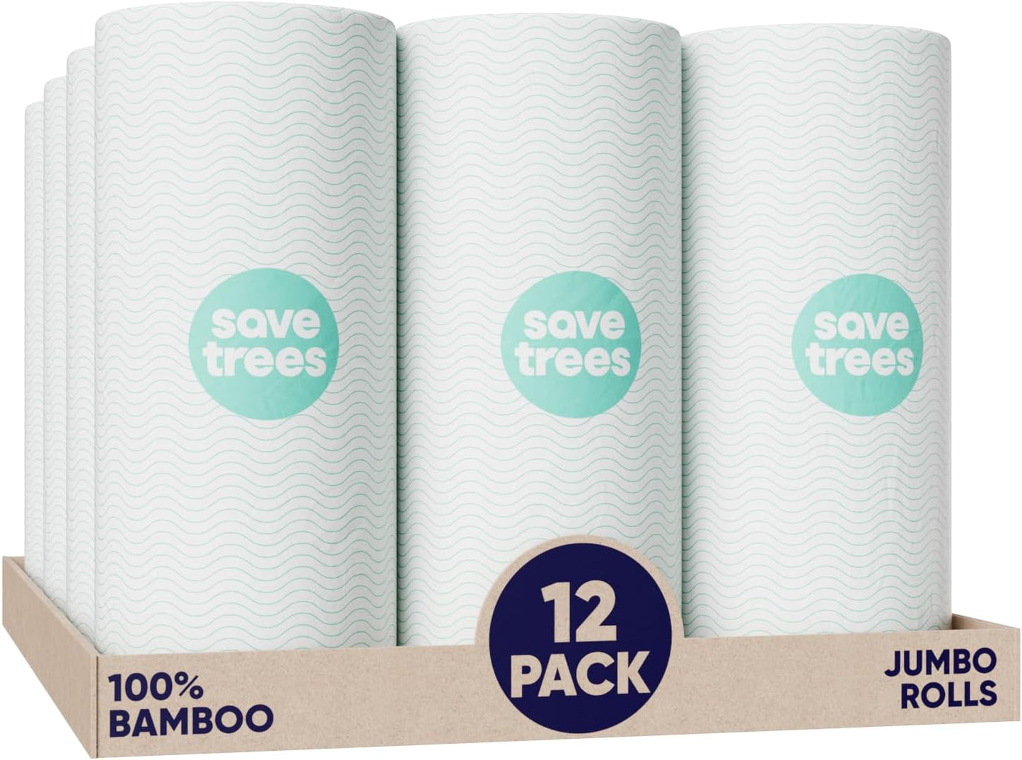 Bamboo Paper Towels 6pk - 750 Sheets Paper Towels Rolls Ultra Absorbent & Durable Eco-Friendly - FSC-Certified, totally Plastic-Free, and Vegan