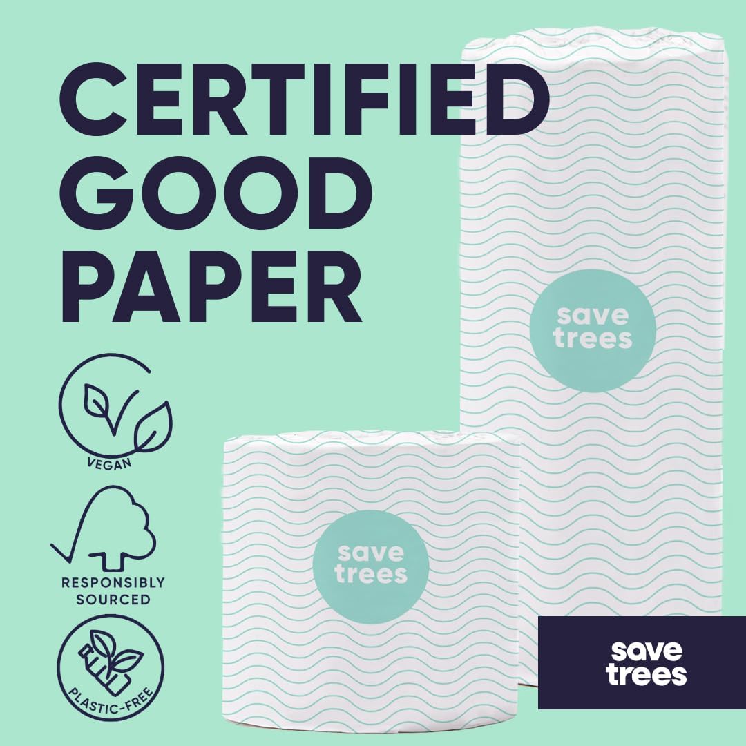 Bamboo Paper Towels 6pk - 750 Sheets Paper Towels Rolls Ultra Absorbent & Durable Eco-Friendly - FSC-Certified, totally Plastic-Free, and Vegan