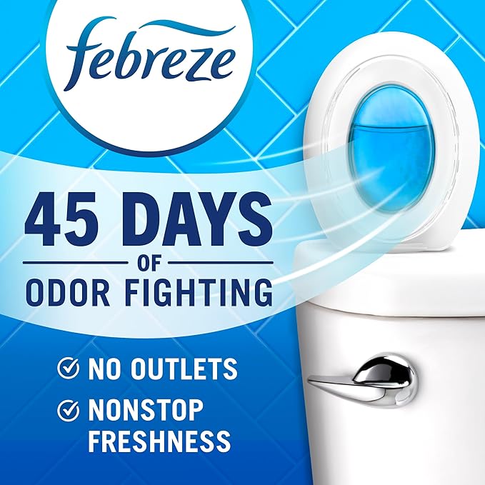 Febreze Bathroom Air Freshener, Odor-Fighting, Plug In Alternative, Air Fresheners for Home and Bathroom and Kitchen, Closet Air Fresheners, Refresh & Energize Scent, 4 Count