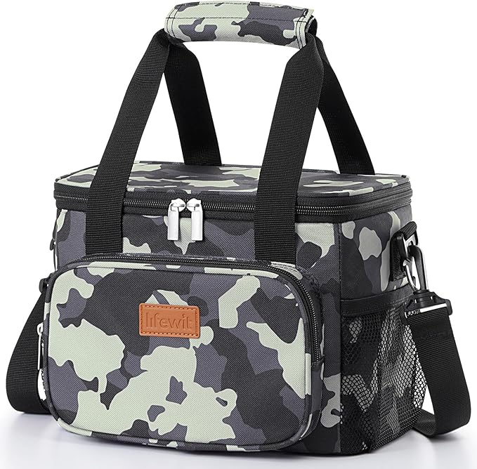 Lifewit Medium Lunch Bag Insulated Lunch Box Soft Cooler Cooling Tote for Adult Men Women, Black 12-Can (9L)