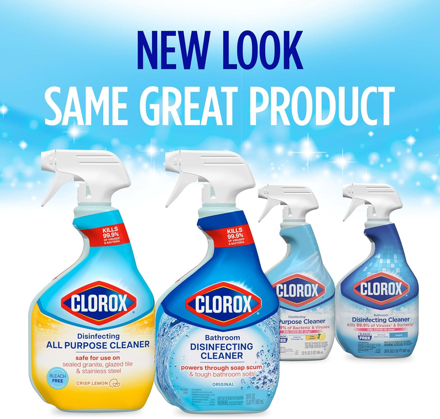 Clorox Disinfecting All-Purpose Cleaner 32 Oz and Disinfecting Bathroom Cleaner, Household Essentials, 30 Oz, Pack of 390