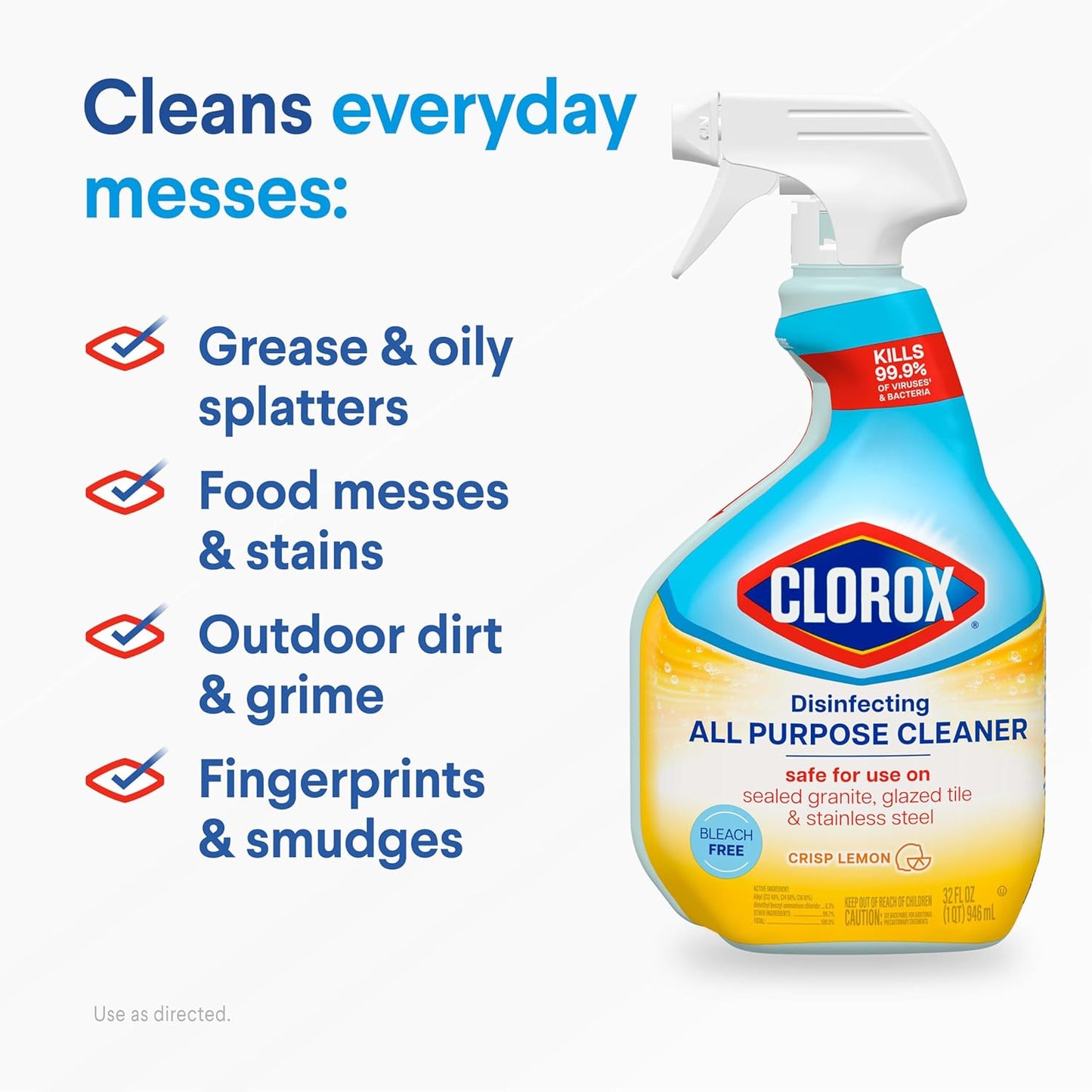 Clorox Disinfecting All-Purpose Cleaner 32 Oz and Disinfecting Bathroom Cleaner, Household Essentials, 30 Oz, Pack of 390