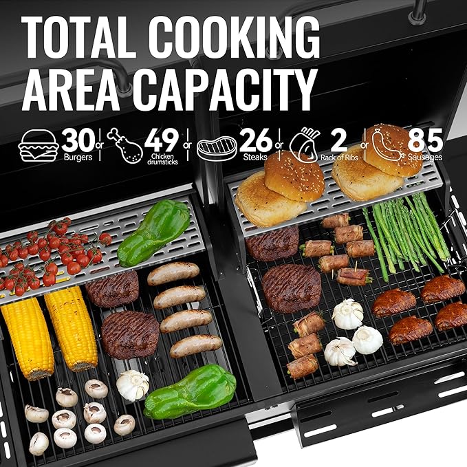 2 Burner Propane Gas and Charcoal Combo Grill with Side Burner & Porcelain-enameled Cast Iron Grates, Dual Fuel BBQ Combo Grill for Outdoor Cooking, Black