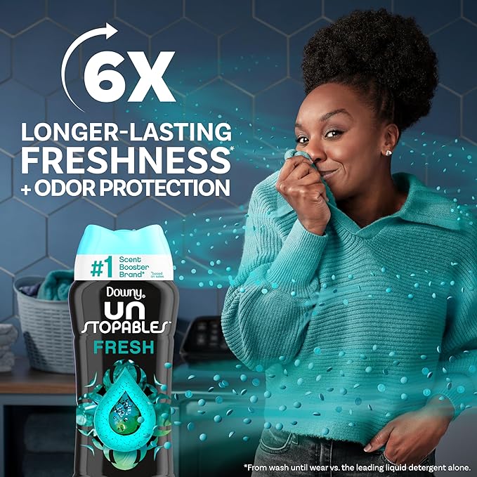Downy Unstopables In Wash Scent Booster Beads, Fresh Scent, 24 oz, Laundry Beads for Odor Protection
