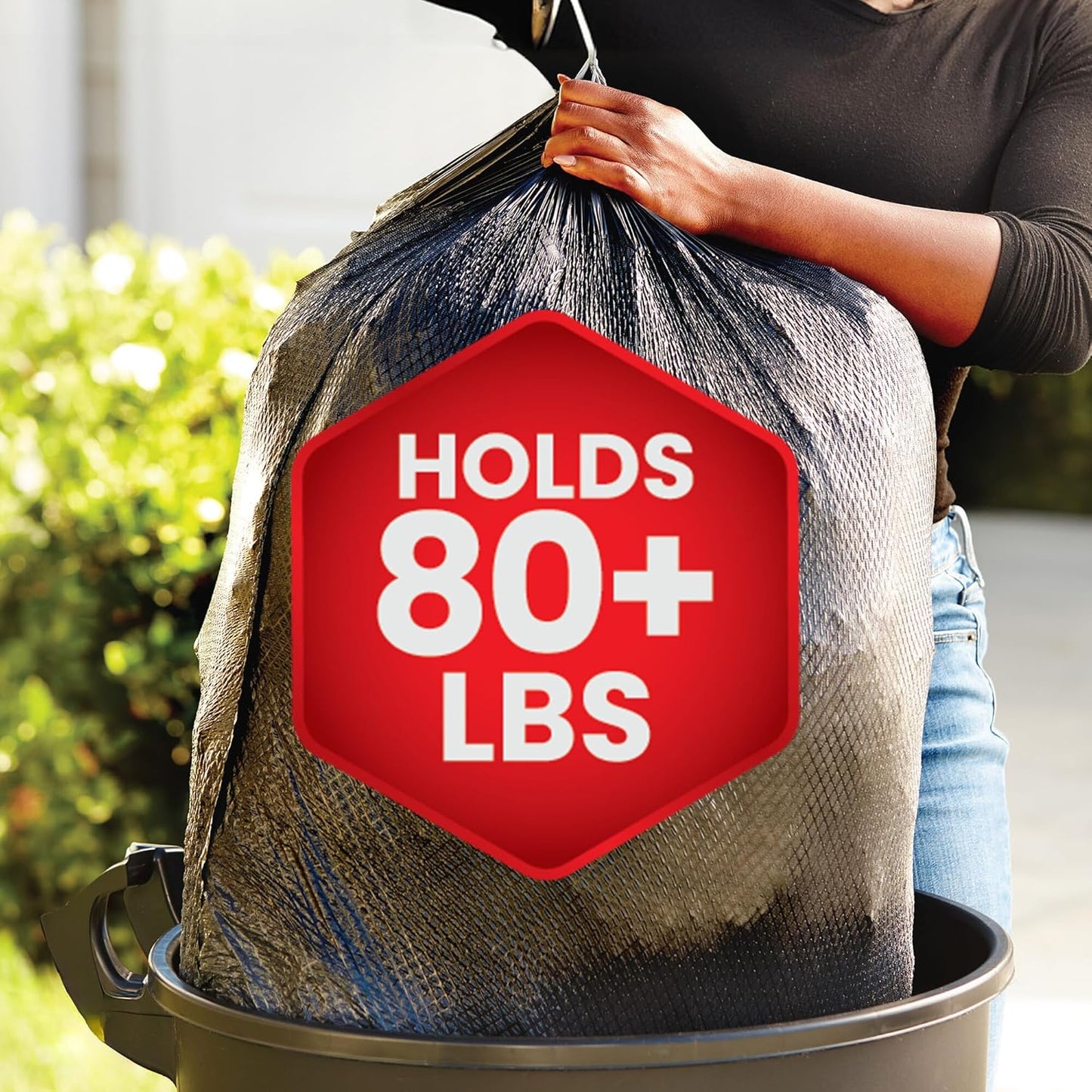 Glad Large 30 Gallon Trash Bags, Unscented Heavy Duty Garbage Bags, Forceflex with Drawstring, 50 Count