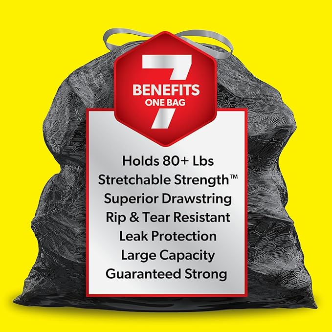 Glad Large 30 Gallon Trash Bags, Unscented Heavy Duty Garbage Bags, Forceflex with Drawstring, 50 Count