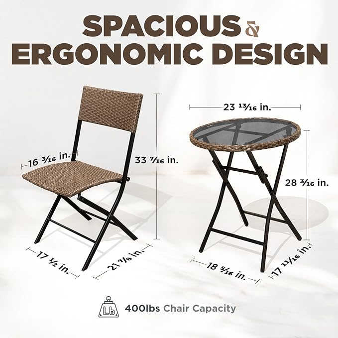 Metal Wicker Bistro Set with Round Table