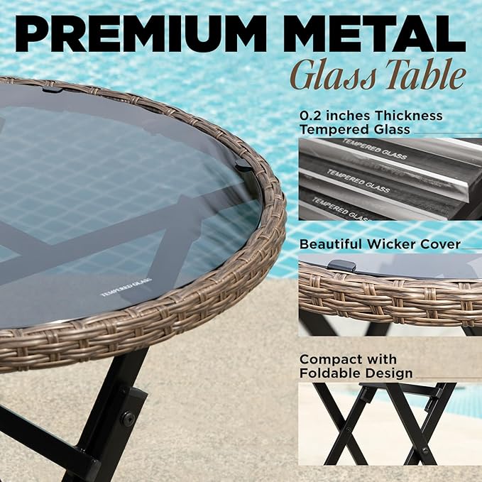 Metal Wicker Bistro Set with Round Table