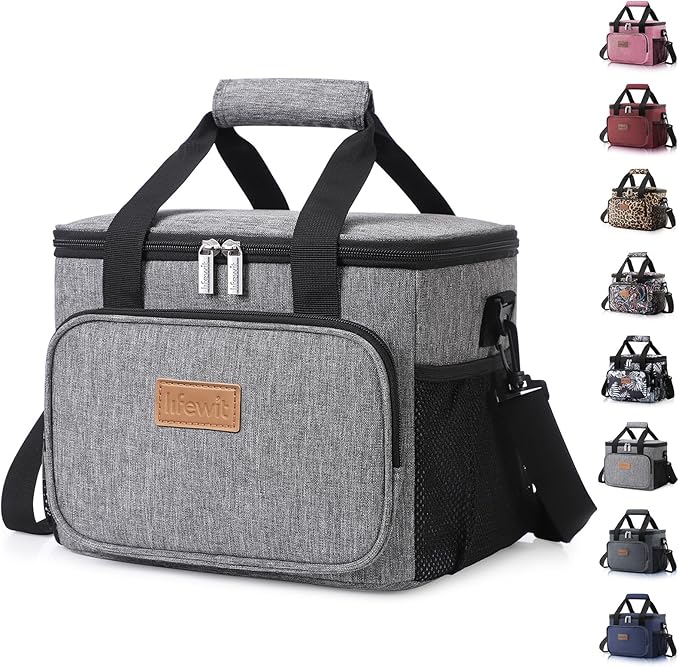 Lifewit Medium Lunch Bag Insulated Lunch Box Soft Cooler Cooling Tote for Adult Men Women, Black 12-Can (9L)