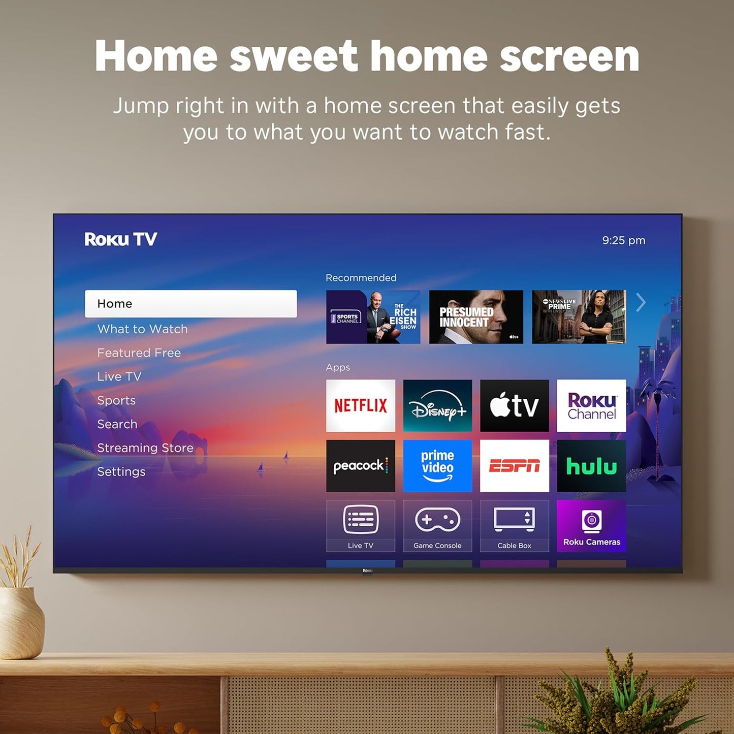 Roku Smart TV 2025 – 43-Inch Select Series, 4K HDR TV – RokuTV with Enhanced Voice Remote – Flat Screen LED Television with Wi-Fi for Streaming Live Local News, Sports, Family Entertainment